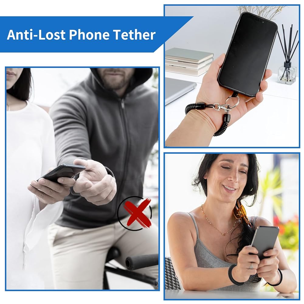Travel Phone Security Retractable Anti-Theft Phone Lanyard With Carabiner -  Extendable Keychain Holder For Travel & Hiking Anti-theft Phone Strap