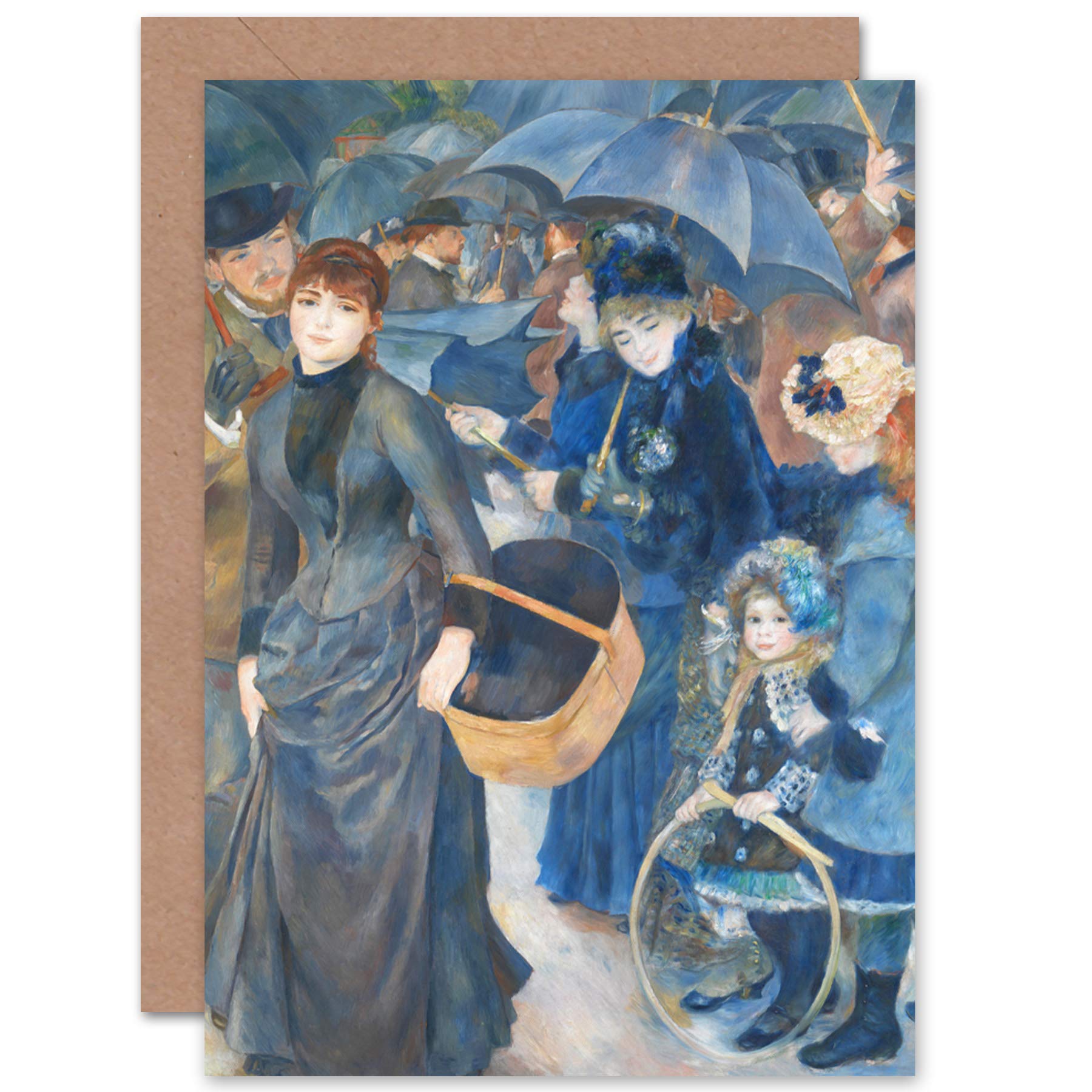 Artery8 Renoir The Umbrellas Painting Fine Art Greeting Card Plus Envelope Blank Inside