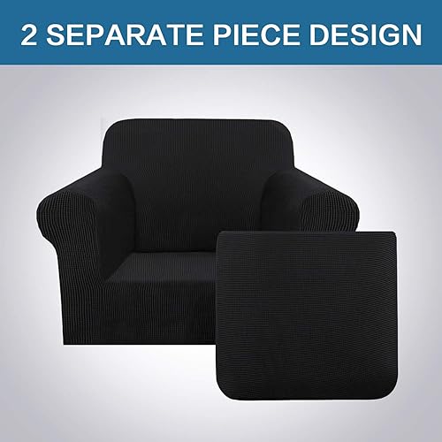 Miniatura 3 de H.VERSAILTEX 2 fundas elásticas y elegantes para muebles, fundas protectoras para sillas de sala de estar, suaves con parte inferior elástica para