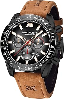 MEGALITH Men's Chronograph Watch Large Sporty Waterproof Watches for Men Analogue Rubber Watch Designer Fashionable Luminous Date