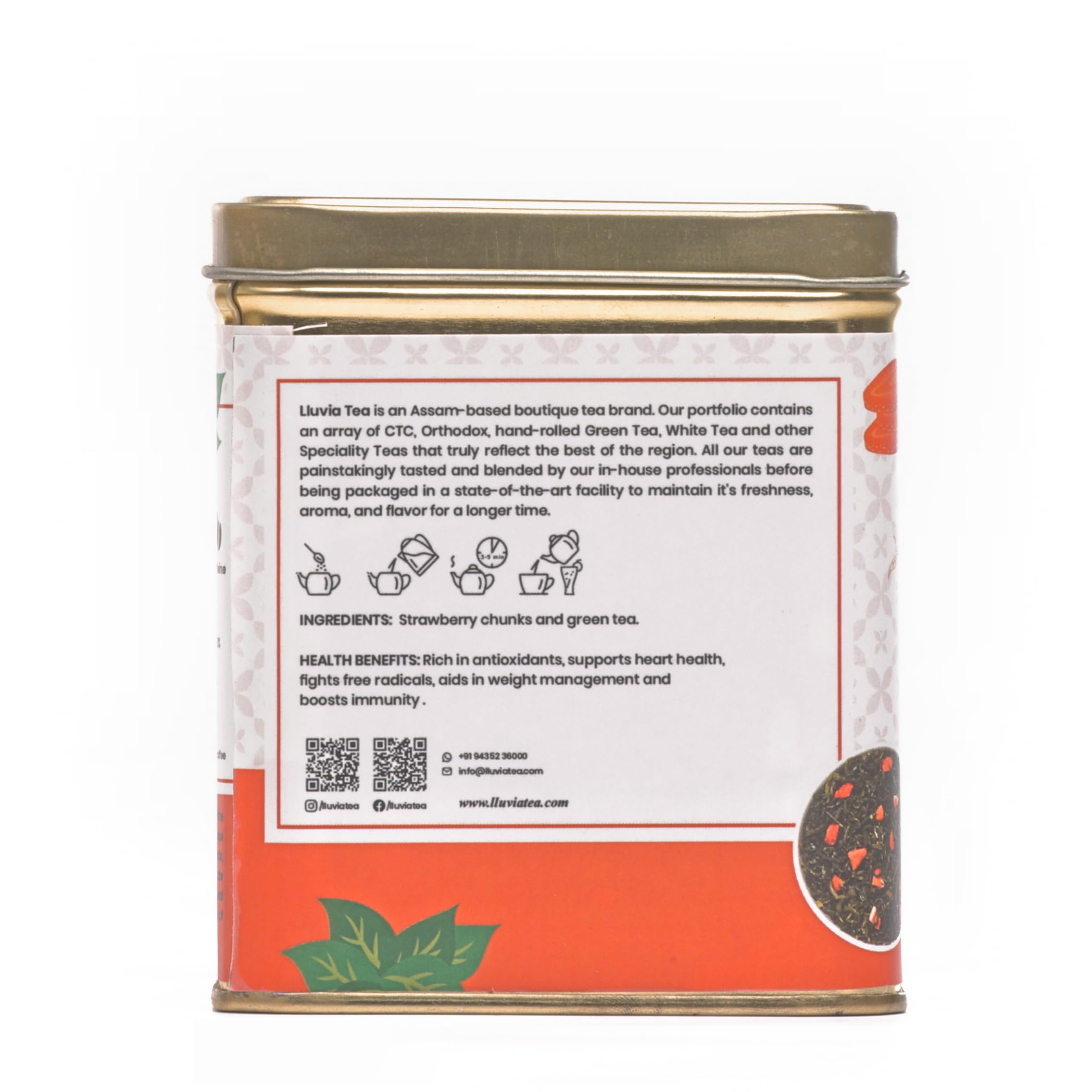 LLUVIA TEA Strawberry splash tea| rich in antioxidants| Promotes digestion|Calms the mind|low in caffeine|Organic strawberry with green tea| Fruit 50g - Image 5 thumbnail