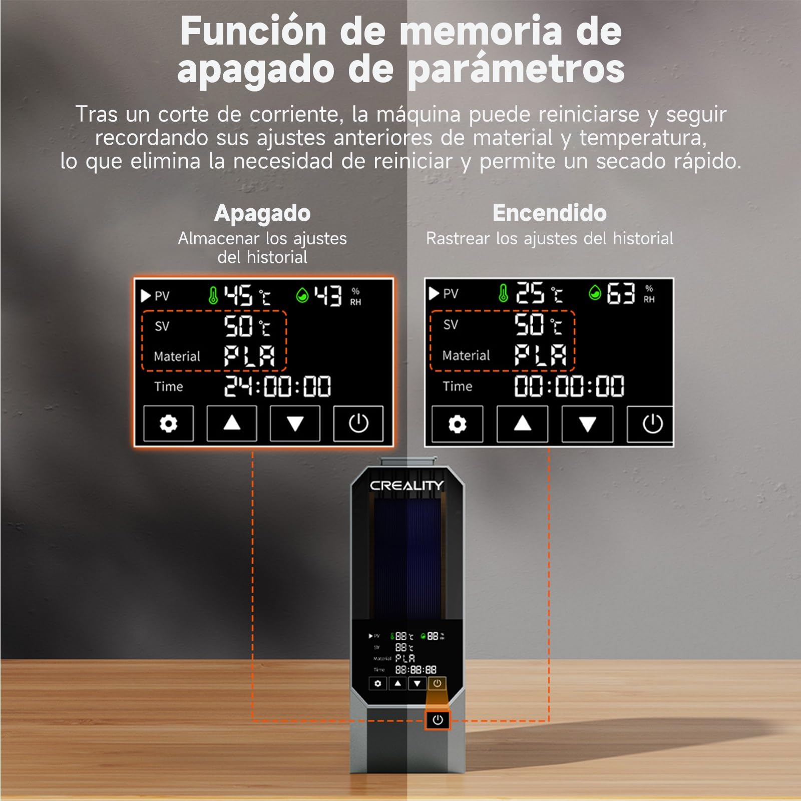 Creality Space PI Secador de Filamento, Caja Secadora de Filamento para Impresora 3D con Calentamiento 360°, Caja Deshidratadora de Filamento Mejorada Soporte PLA ABS PETG TPU 1KG 1.75/2.85mm