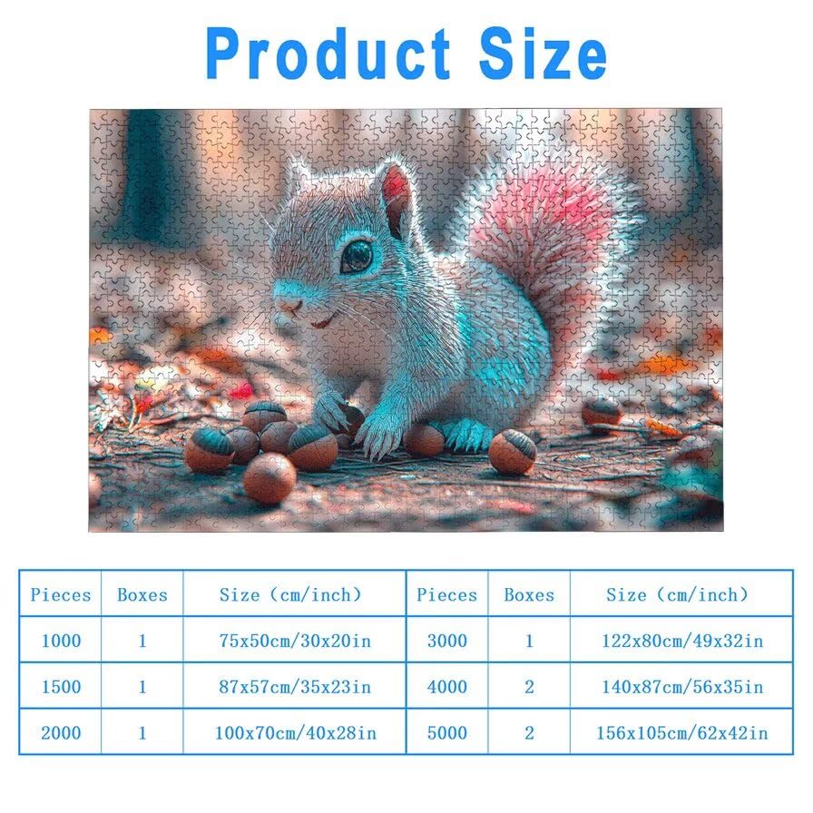 Puzzle 4000 Piezas, Puzzle Ardilla con Caja Regalo, Animal Puzzles 4000 Piezas Adultos, Medidas: 140 x 87 cm, Rompecabezas Adultos de Madera, Rompecabezas para Decoración Hogar, Regalo Mujer, -6686