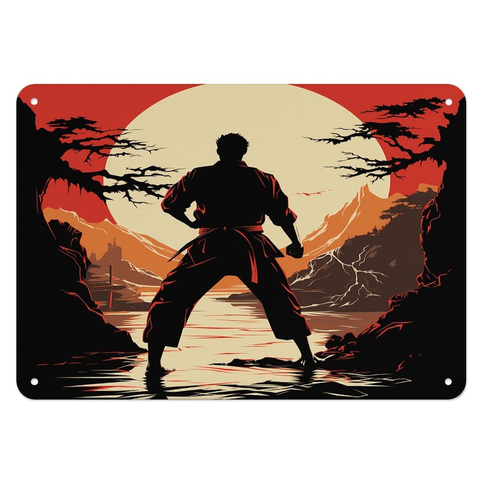 Fekiloot Men's Style Karate Wall Decor Iron Painting Metal Sign