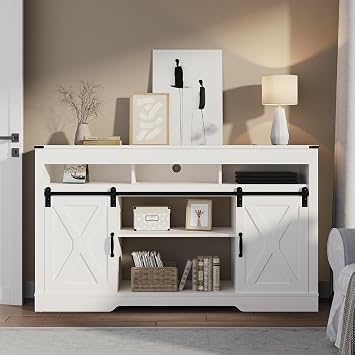 FansaFurn Farmhouse TV Stand for 65+ Inch TV