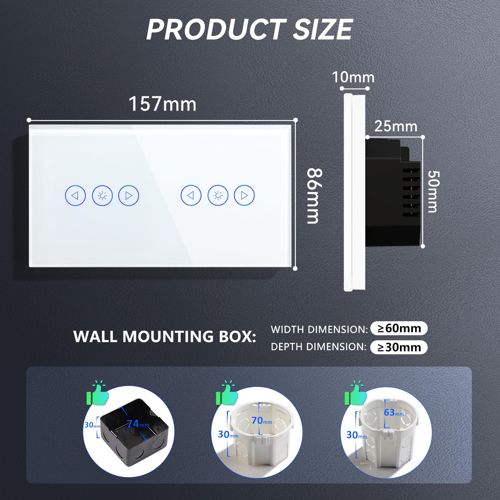BSEED Interruttore Dimmer WIFI Alexa Doppio 1 Gang 1 Via Interruttore Dimmer Tattile WIFI Compatibile con Google Home o Alexa, Interruttore Smart Bianco(Richiesto la Linea Neutra)