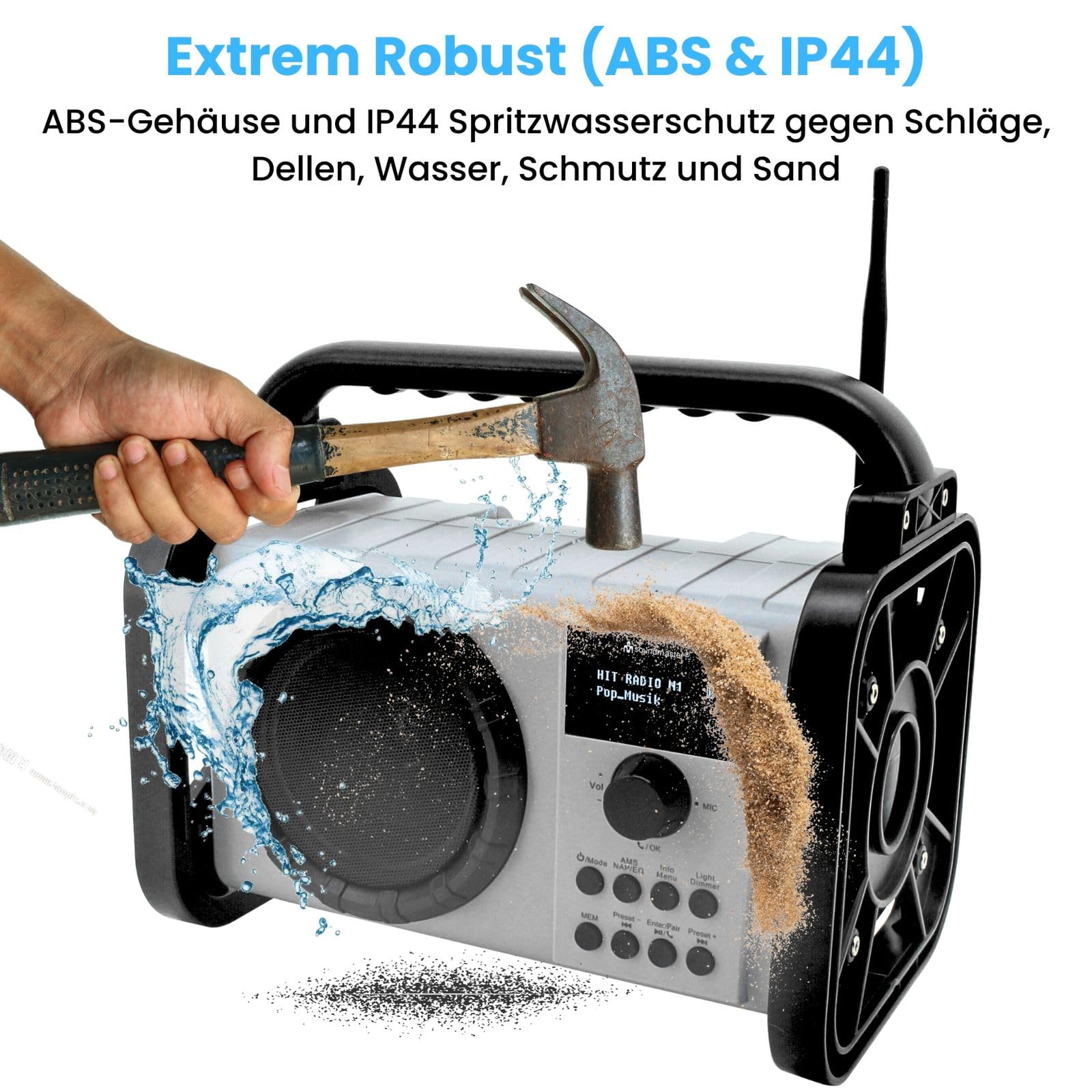 Soundmaster Radio da cantiere DAB80SG DAB+ FM Bluetooth batteria agli ioni di litio