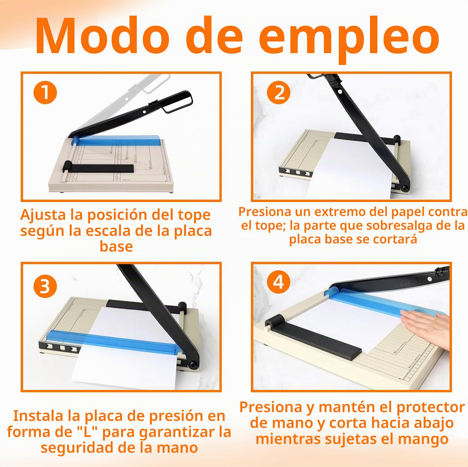 Cortador de Papel Guillotina A4 con Base Antideslizante, Protector Seguridad y Guía Ajustable, Cizalla Paper Manual Palanca Corte Preciso para Hojas De Metal, Cuero, Fotos, cartón & Cardstock
