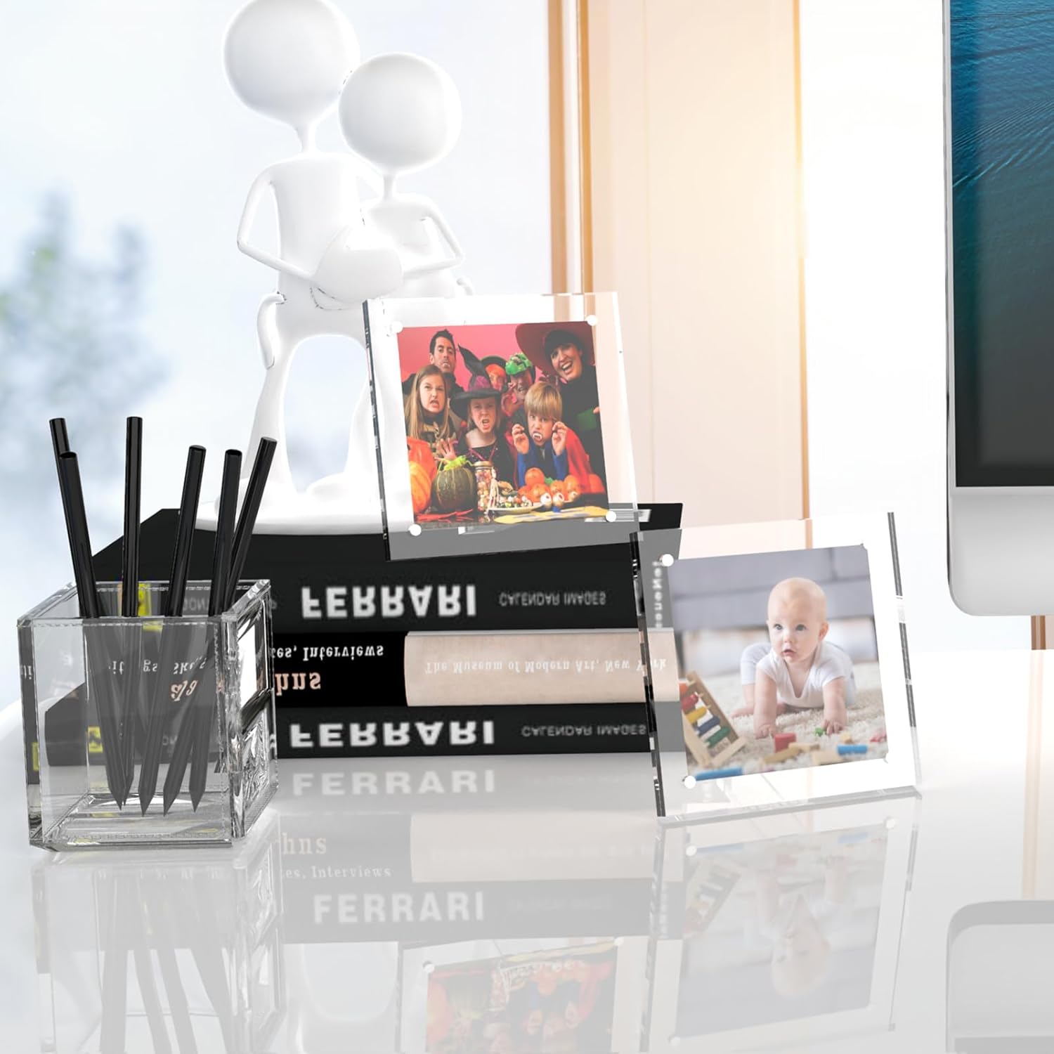 HELPLEX Picture Frames, 6 Pack 8x10 inch Acrylic Picture Frame Clear 8 x 10 Photo Frames Magnetic Picture Frames Ready for Tabletop Display, Effectively Protect Photos from Fading and Yellowing