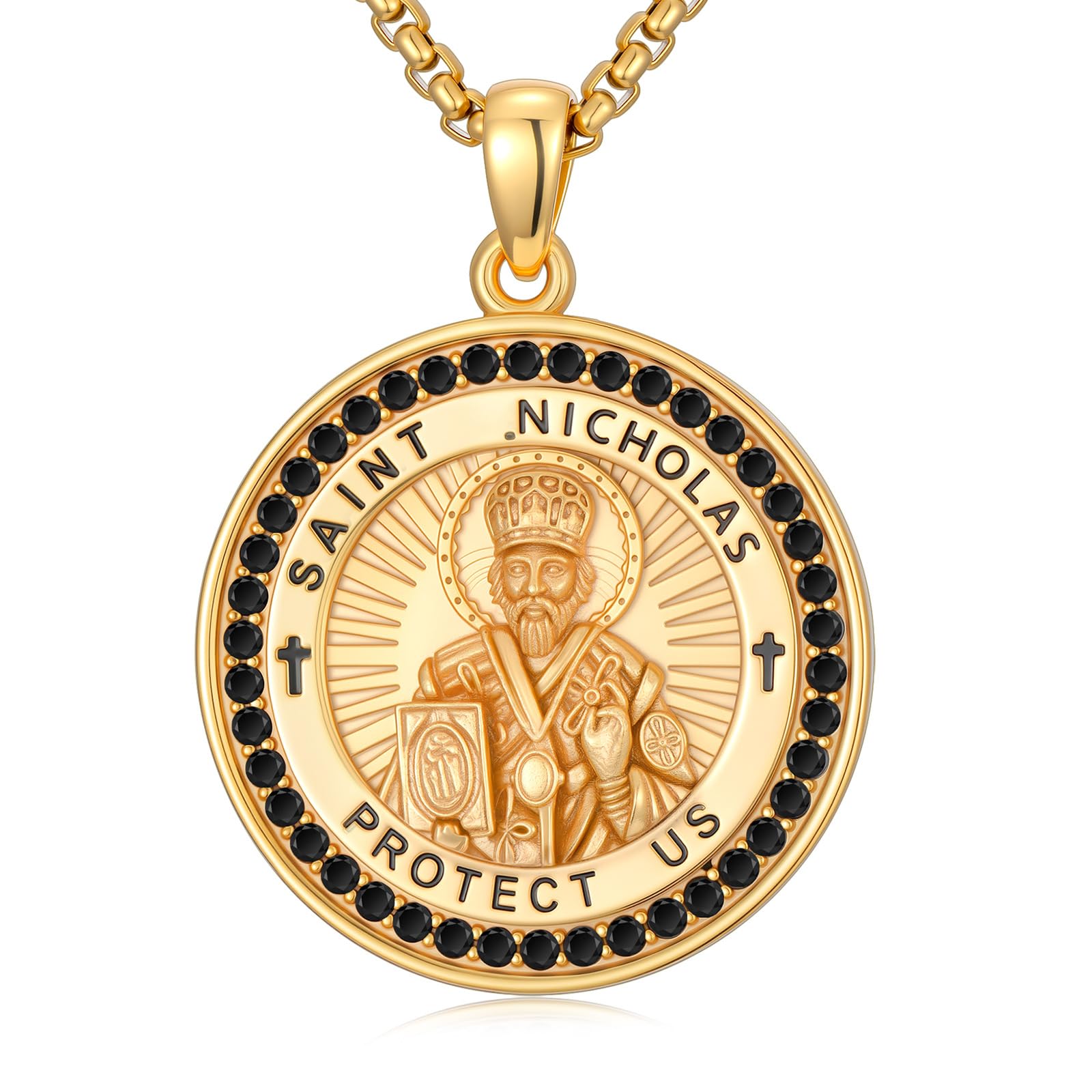Collier médaille saint patron pendentif catholique argent - 8
