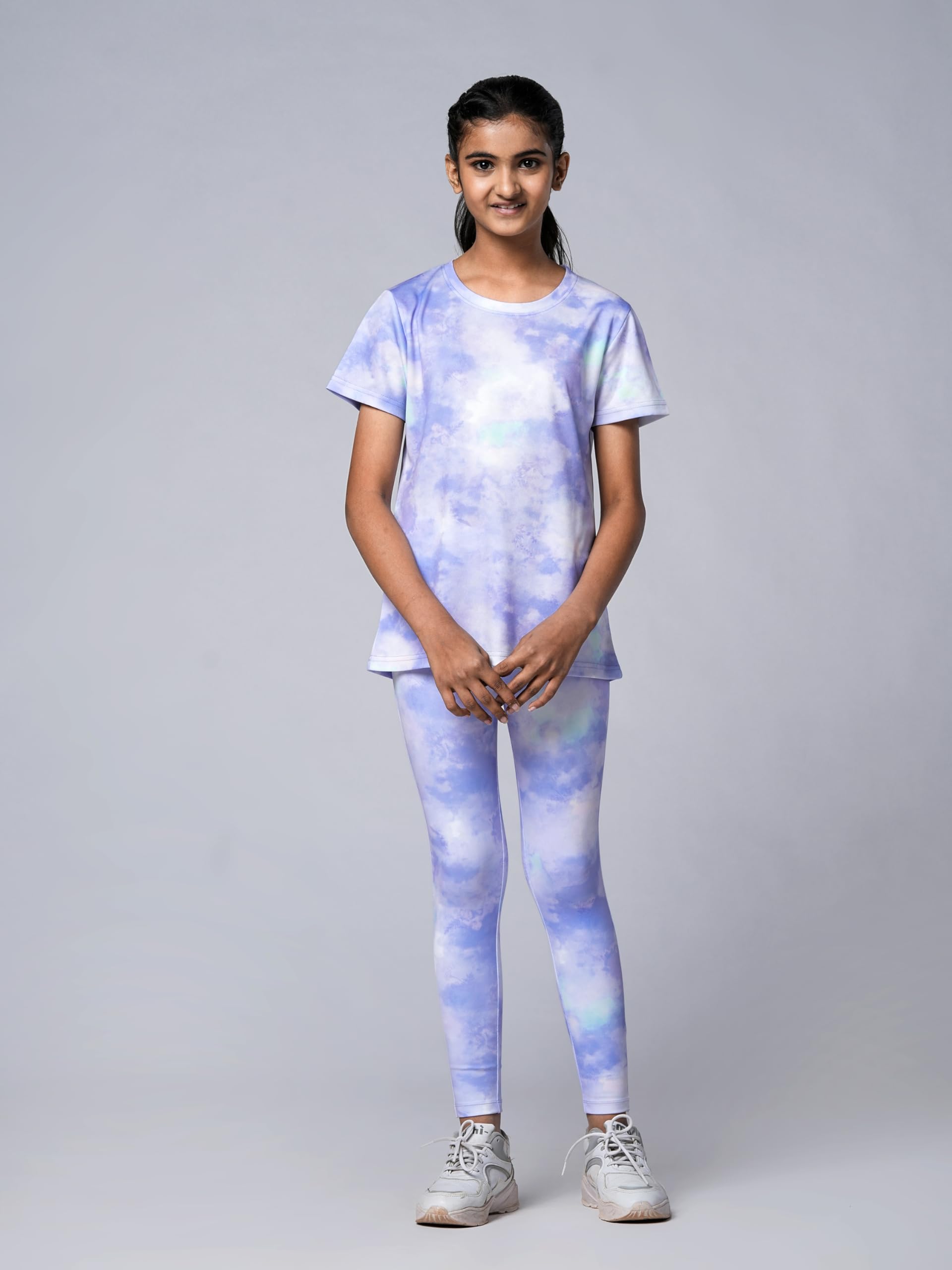 UMILDO Girls Printed Sports Leggings – Stretchable & Comfortable Activewear for Gym, Yoga, Running & Everyday Wear | Trendy, High-Waist Leggings for Girls (4 to 14 Years) Pastel Purple - Image 5 thumbnail