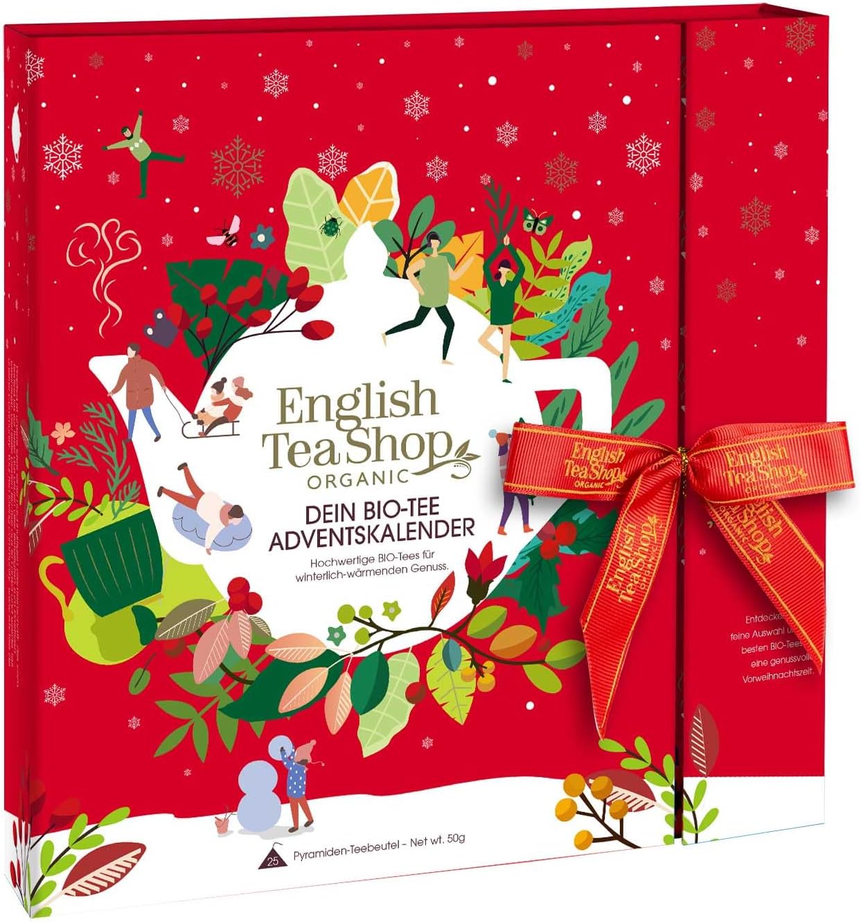 English Tea Shop - Organic Tea Advent Calendar (Red Christmas) - 25 Pyramid Tea Bags