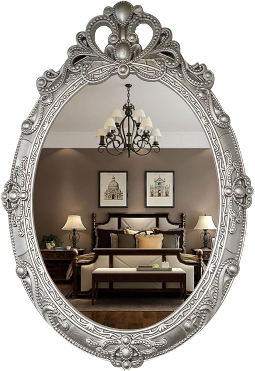 ZXDTVFGN オーバルバロックウォールミラー、樹脂フレーム装飾