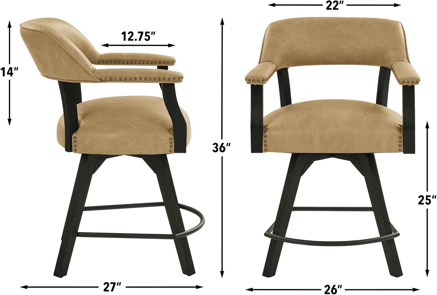 Steve Silver Co Rylie Swivel Counter Sand PU Arm Chair