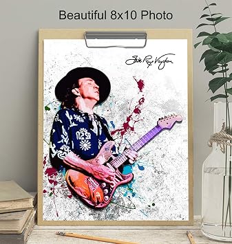 Stevie Ray Vaughan Unframed Wall Art Print - Great Gift for Music and Rock n Roll Fans - Cool Steampunk Home Decor - Ready to Frame (8x10) Vintage Photo