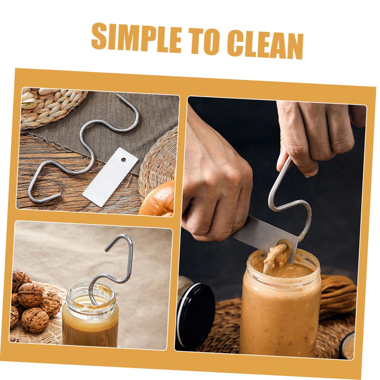 Ciieeo Handheld Crank Natural Jam Stirrer Stainless Steel Mixing Gadget for Kitchen