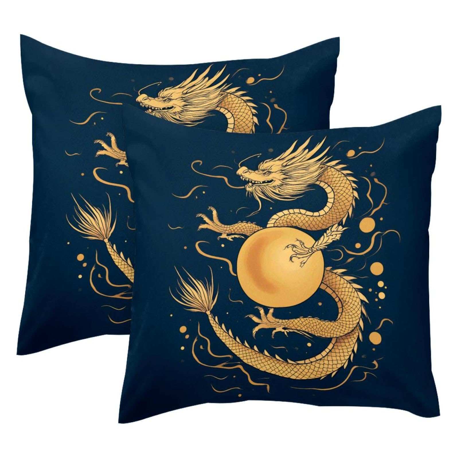 Fundas de almohada decorativas modernas de terciopelo con dragón de 50x50cm