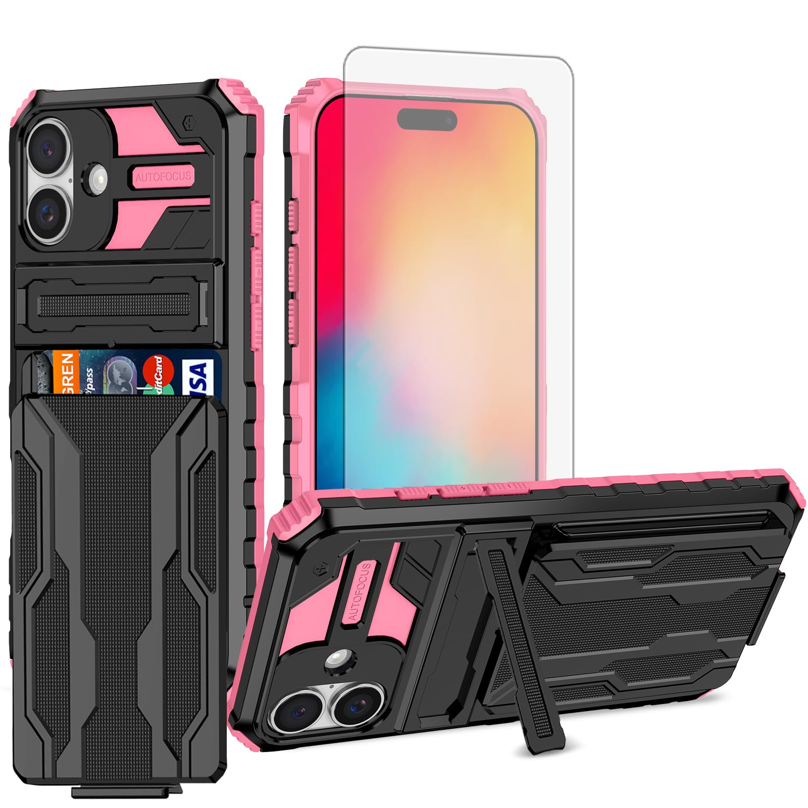 Asuwish Coque pour iPhone 16 JGKB Rose ultra fine et résistante aux rayures