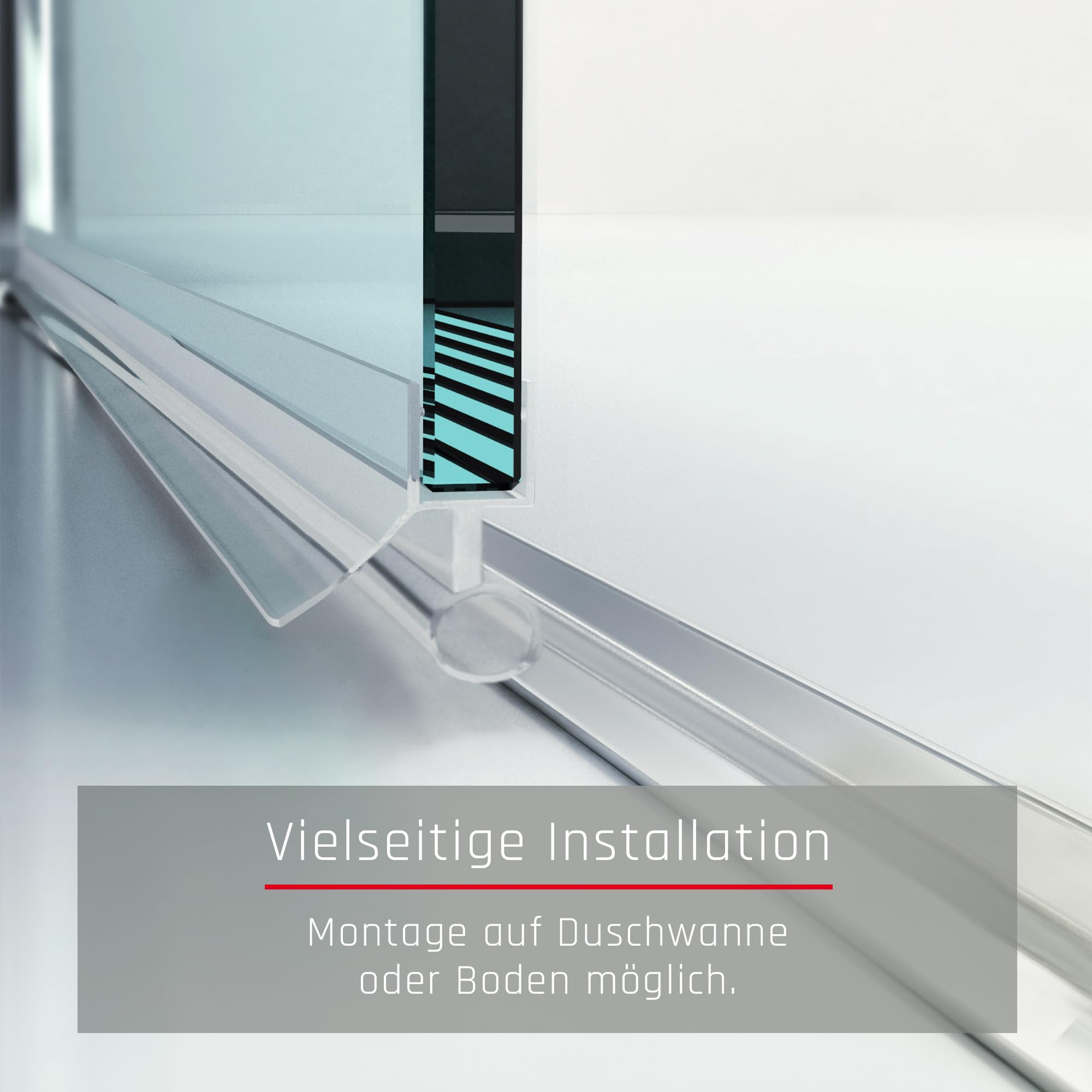 BIJON Duschkabine U Form 75x100 Dreiseitig Klarglas