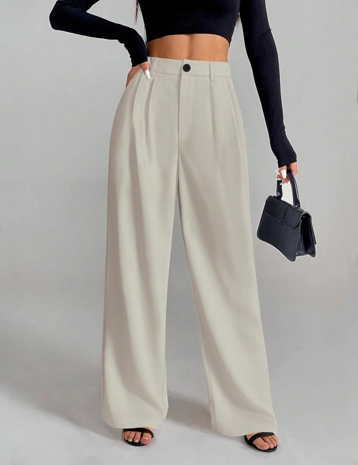Wide Leg Pants for Women Business Casual Palazzo Pant High Waisted Dressy Flowy Work Office Trousers with Pockets - Image 7