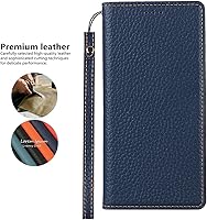 Vista 141 de iCoverCase Funda tipo cartera compatible con iPhone 13 Pro Max con ranuras para tarjetas, funda magnética de piel auténtica con bloqueo RFID, Naranja