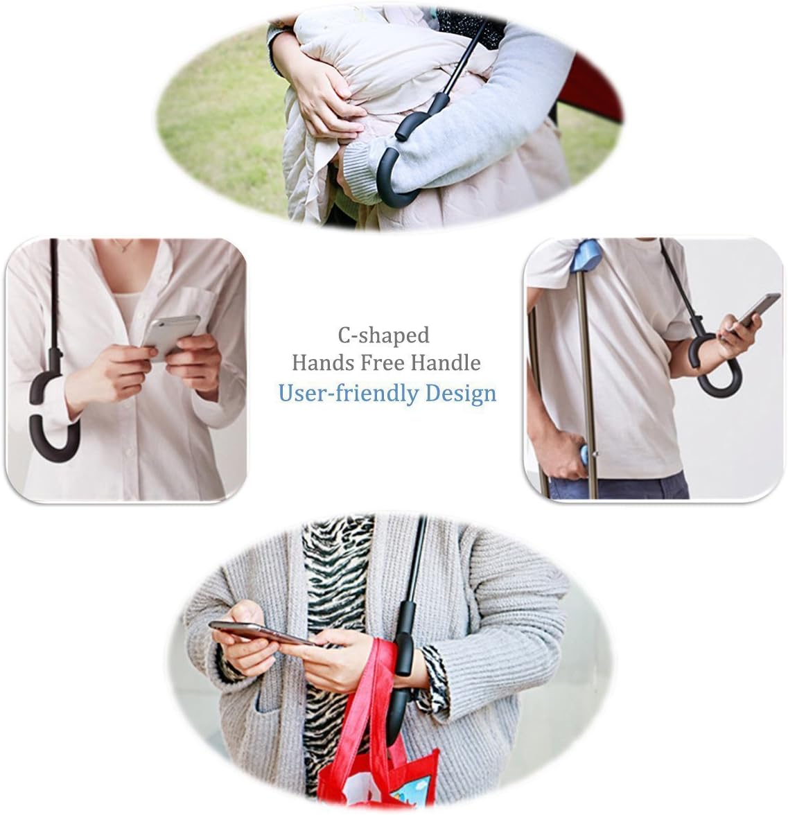 WASING Double Layer Inverted Umbrella Cars Reverse Umbrella, Windproof UV Protection Big Straight Umbrella for Car Rain Outdoor With C-Shaped Handle