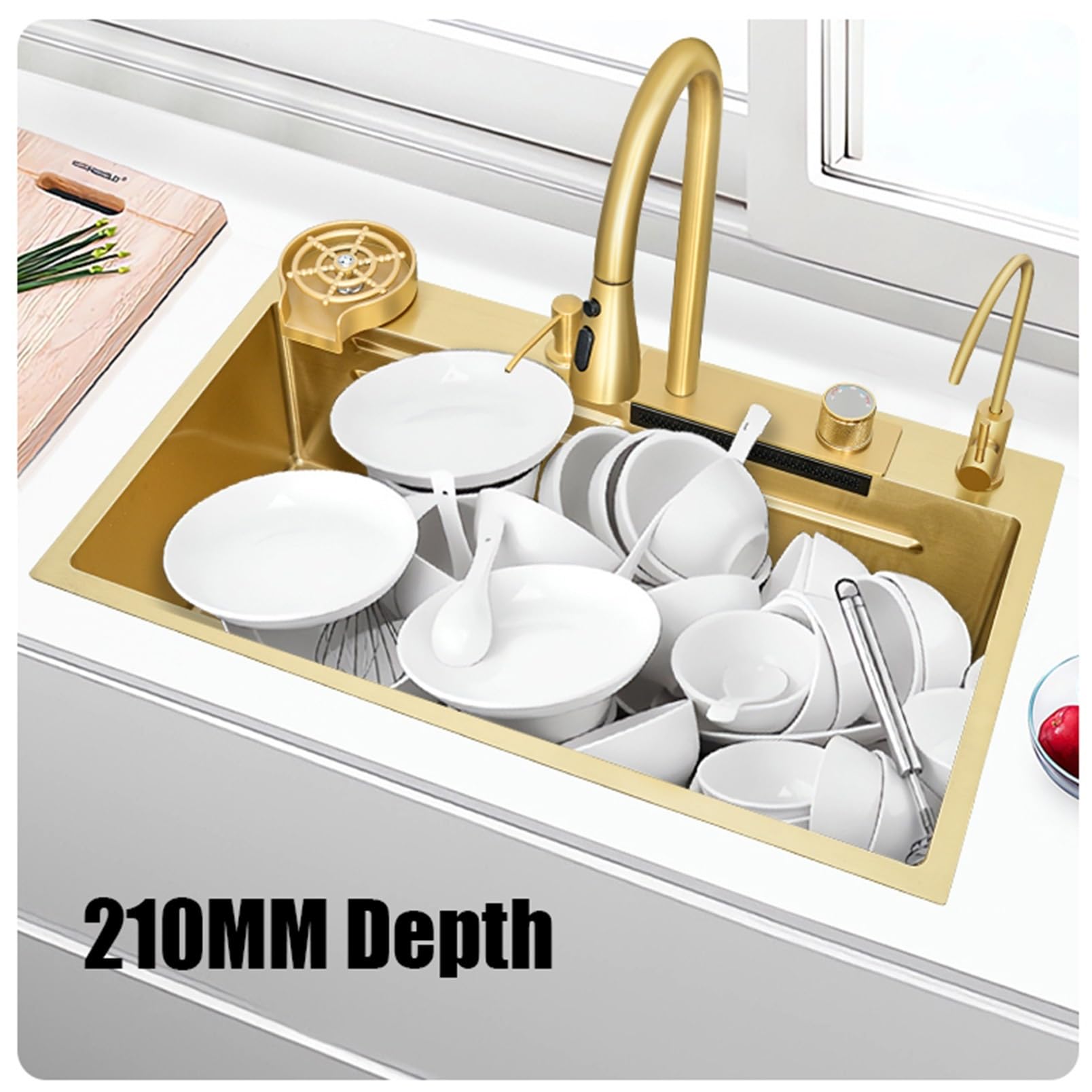 Golden Sink - Fregadero de cocina de acero inoxidable 304 con una sola ranura de 4 mm de grosor