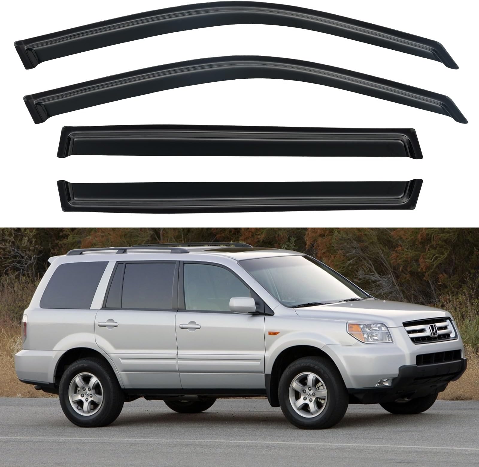 Window Visors Rain Guards Shield for 2003-2008 Honda Pilot, Window Wind Deflectors Vent Shades for 03-08 Pilot