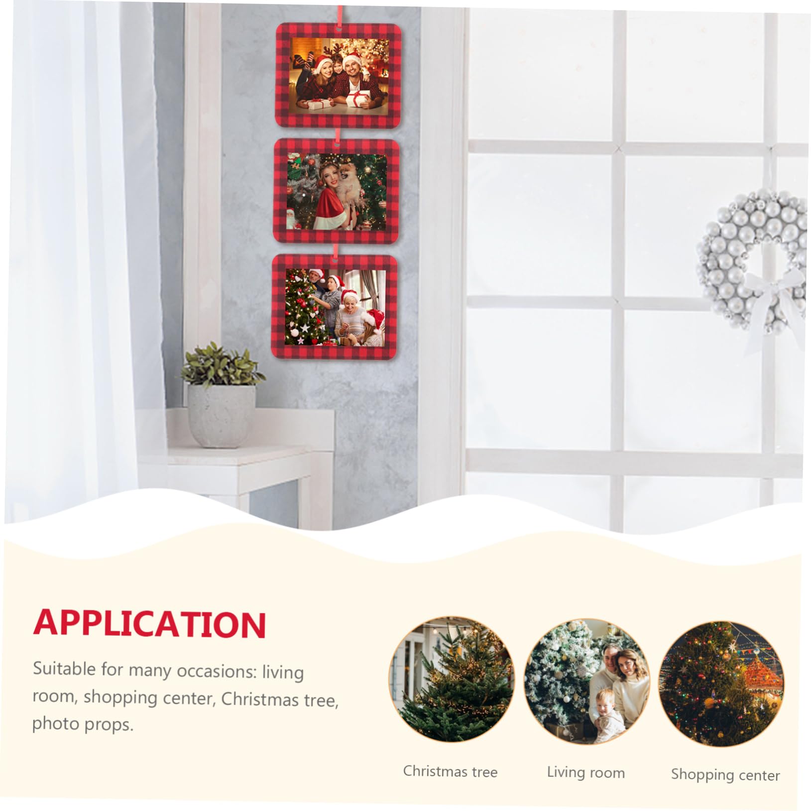 ABOOFAN 4 Juegos De Marcos De Fotos Colgantes Para Árbol De Navidad Accesorio Decorativo Para Fotos Festivas Colgante De Fieltro Resistente Para El Hogar 12 Unidades X 4