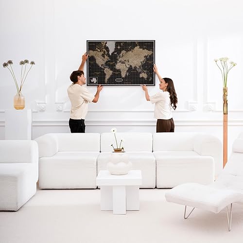 Miniatura 2 de Mapa del mundo en lienzo con tablero de corcho - Letras inglesas - Decoración decorativa de pared para todas las habitaciones - Cuadros en lienzo