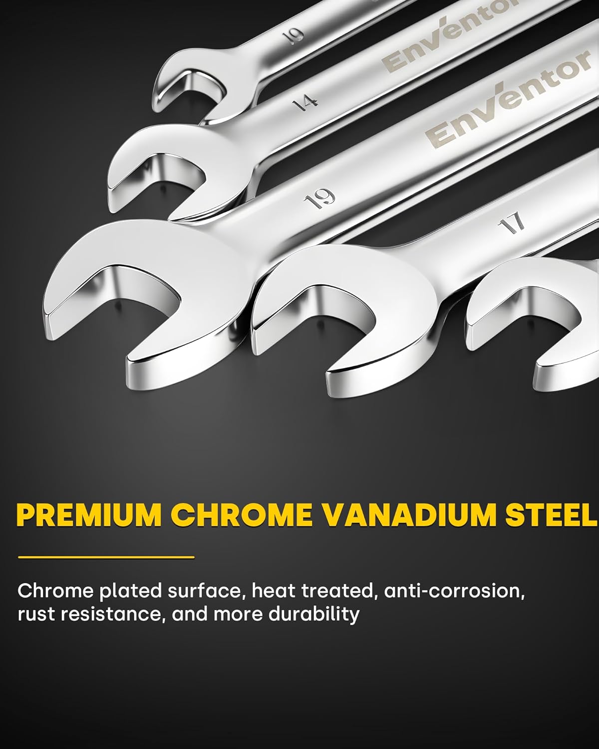 Enventor 14 Pieces Ratcheting Wrench Set, Metric 6-19mm, 180° Flex Head, CR-V Steel, 72-Teeth, 12-Point Combination Ratchet Wrenches Set with Rolling Pouch