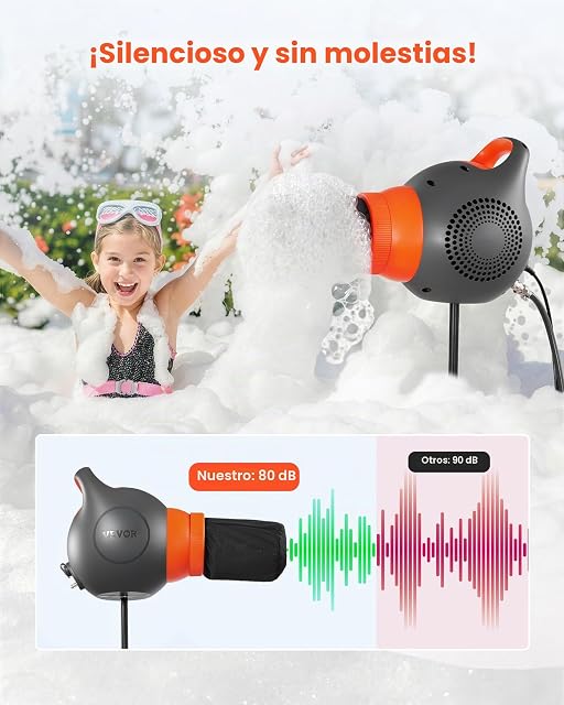 Foto 4 de 8 de VEVOR Máquina de Espuma con Efecto de Escenario 115 W, Cañón de Burbujas para Fiestas