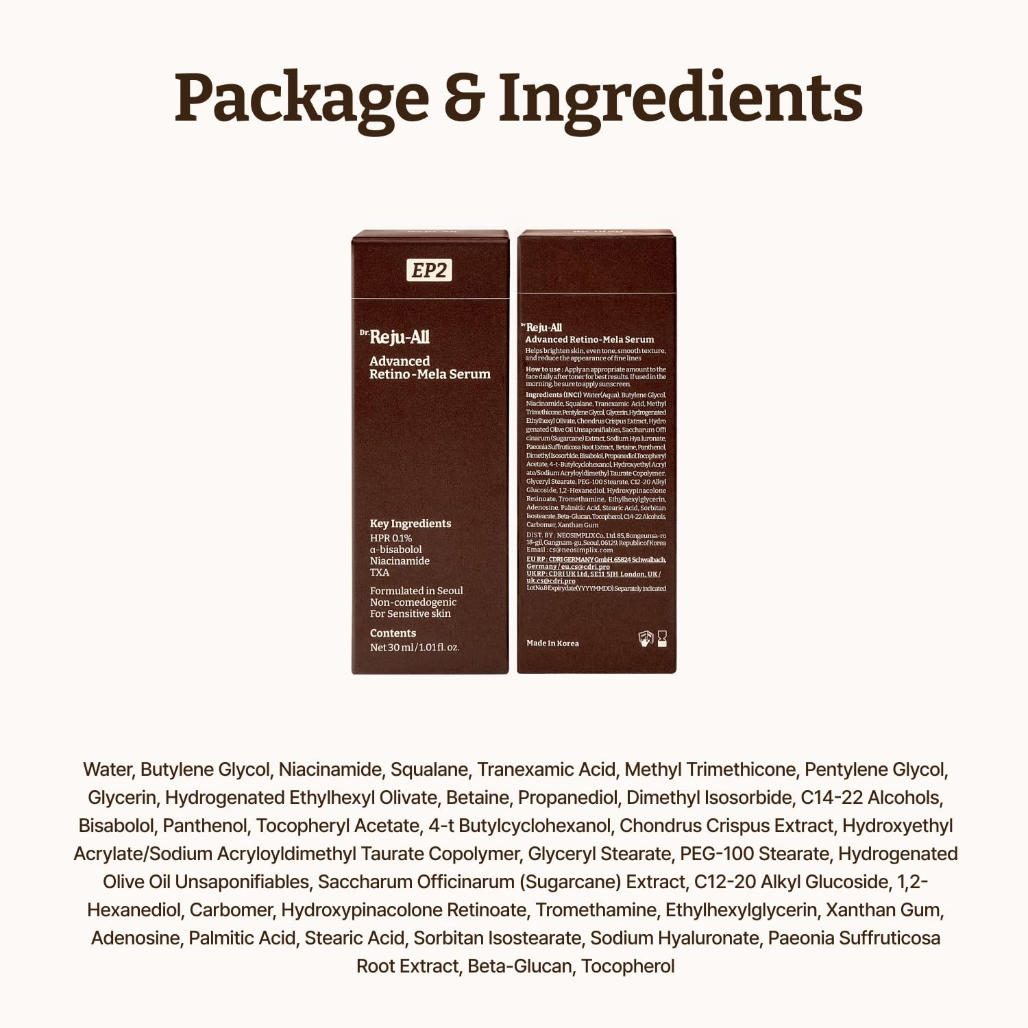 Dr.Reju-All Advanced Retino-Mela HPR Face Serum, Niacinamide & TXA, 1 Fl Oz
