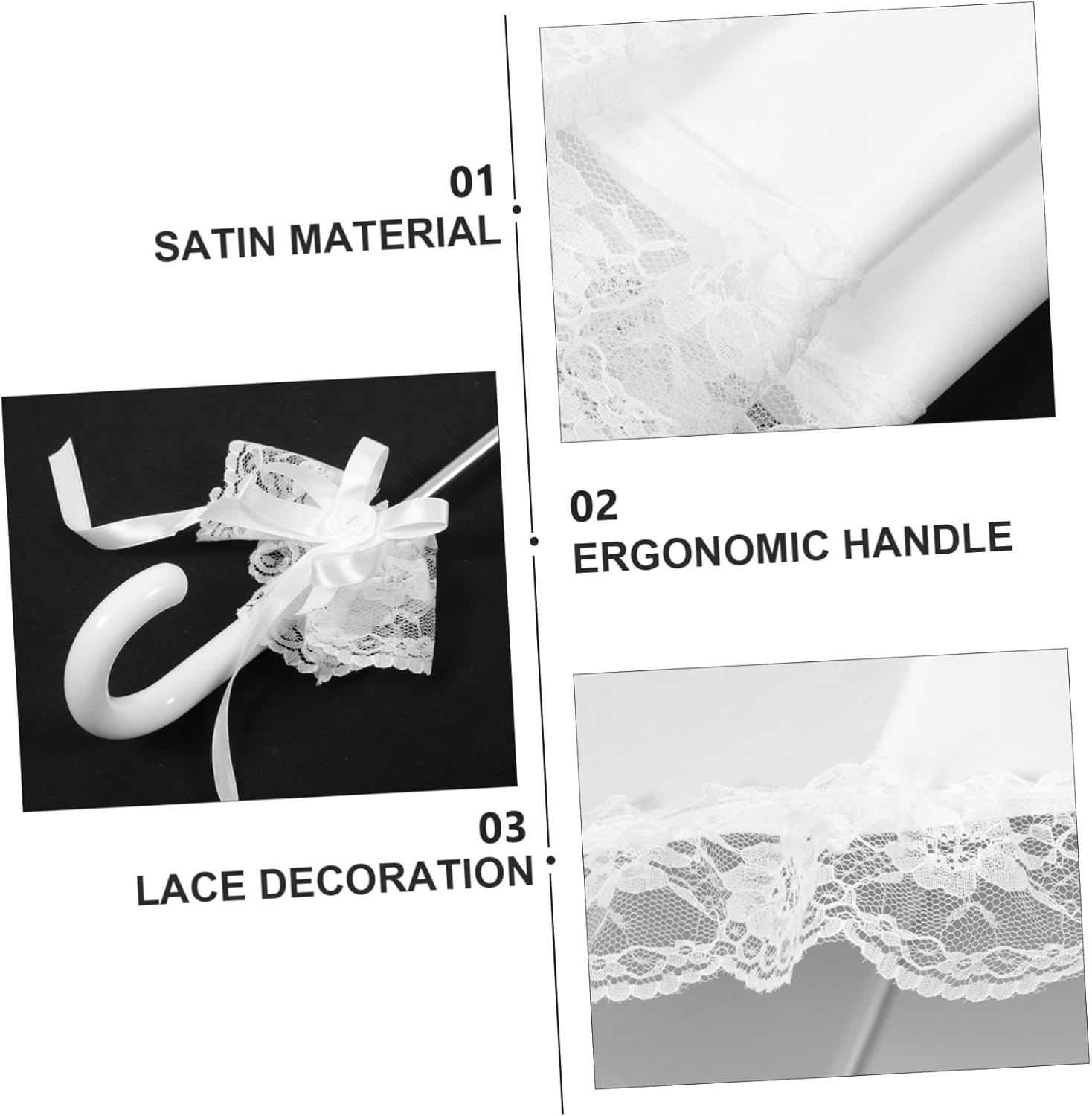 VOSAREA Elegant Lace Parasol Umbrella Bridal Wedding Photo Prop Lightweight Durable Parasol for Costume Party Stage and Tea Event Decoration