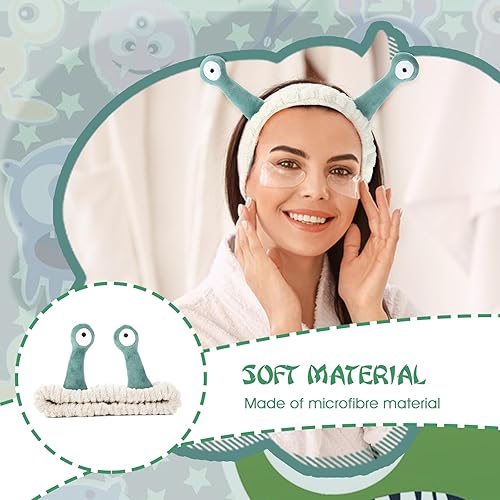 Miniatura 7 de WLLHYF Diadema de spa para maquillaje facial, banda para la cabeza de microfibra suave de forro polar coral para la cabeza, caracol, dibujos