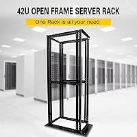 Vista 3 de Raising Electronics Rack para servidores 4 postes de bastidor abierto de aluminio de profundidad ajustable de 19 pulgadas