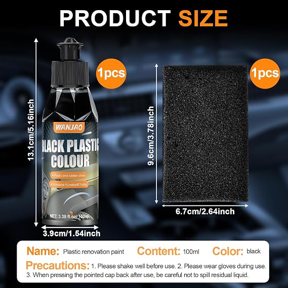 Car Plastic Restorer Black, Renew Protect Faded Trim Bumpers