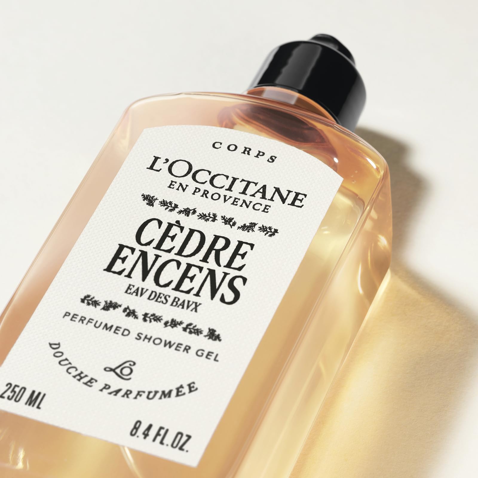 L'OCCITANE - Gel Douche Cèdre Encens (anciennement Eaux des Baux) - 250 ml - Notes épicées, boisées et ambrées - Fabriqué en France
