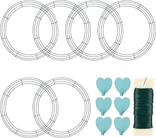 6 Pack Metal Wreath Frame - 18 Inch Wreath Form with 6 Pcs Adhesive Hook...