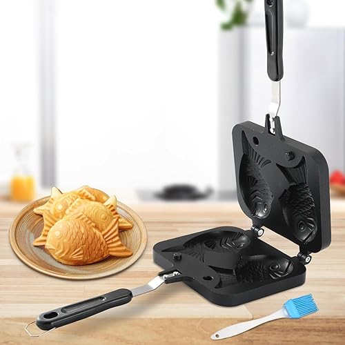 NATGAI Taiyaki - Molde para tartas en forma de pez, molde doble para panqueques en forma de pez