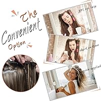 Vista 6 de Extensiones de cabello con pinzas, 7 piezas de 24 pulgadas, onduladas, rizadas, extensiones sintéticas de trama gruesa, para mujer, color marrón