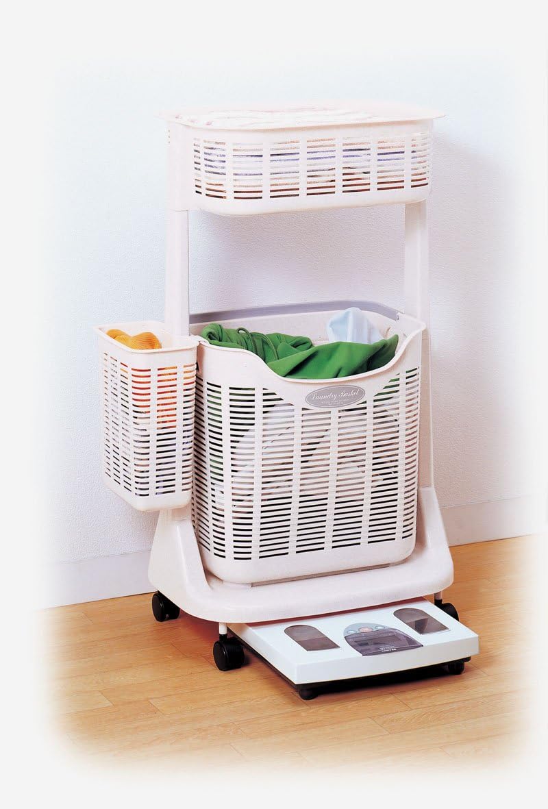 PH-301 4667n White Laundry Basket with Side Pockets