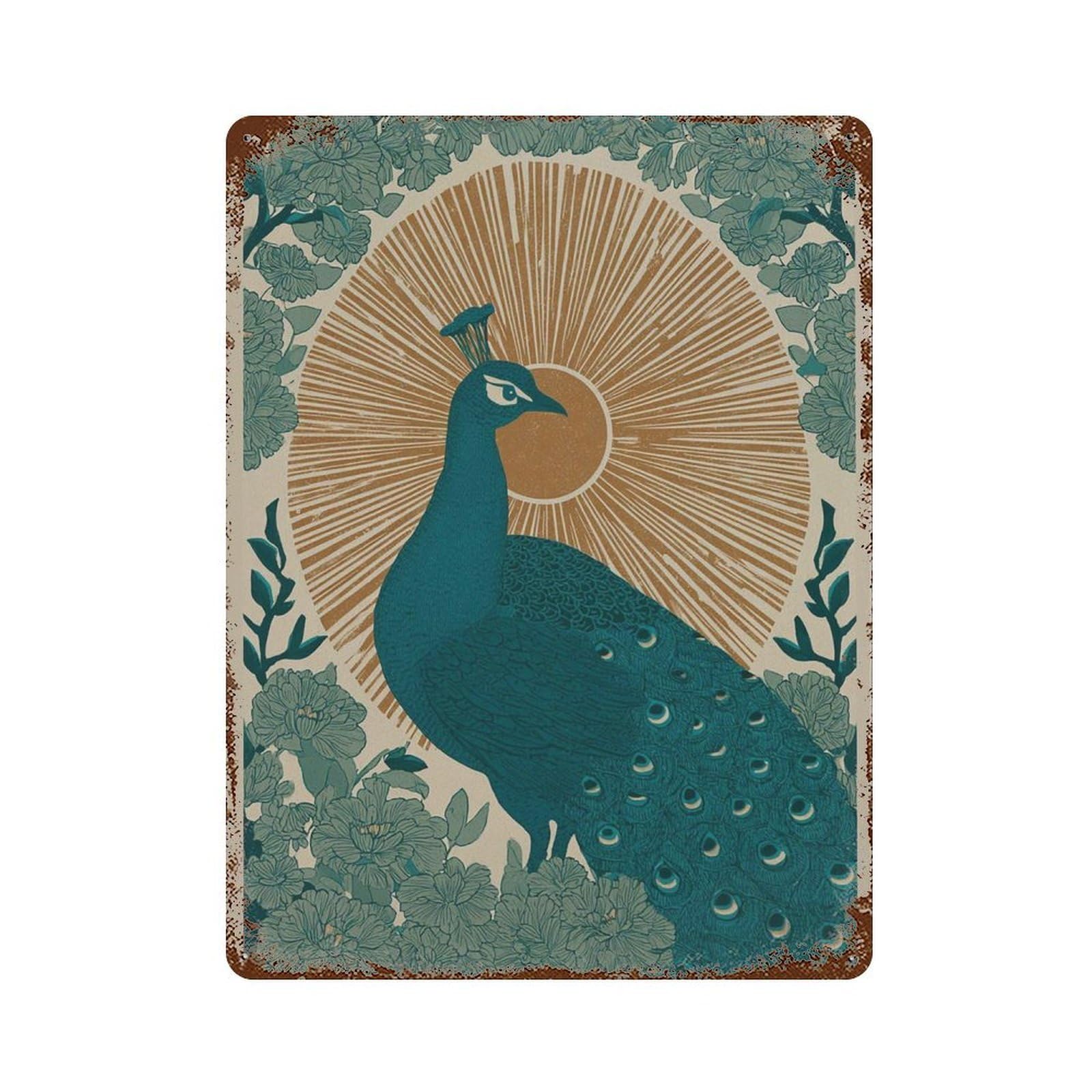 xiaoxiaoshen Peacock – Regal Bird Work Botanical Floral Inspired Nature Elegant Wall Decor Art Metal Tin Poster Modern Home Decor Art Home Bar Shop Decorations Vintage Sign 40x30cm