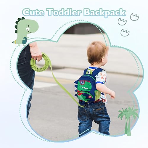 Miniatura 2 de mommore Mochila para niños de 2 a 4 años, diseño de dibujos animados en 3D, mochila de dinosaurio para niños, resistente al agua, compacta