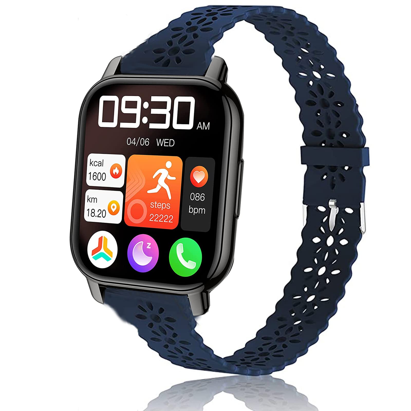 'Lamshaw Compatible for Popglory 1.85'' P66 Smart Watch Band, Silicone Lace Hollow-Out Watch Replacement Strap Compatible for MorePro H56 Smart Watch/Kimnix T99 Pro Watch/LESHIDO CS08 1.85'' Watch'