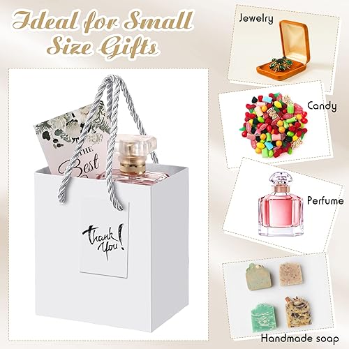 Miniatura 9 de 50 bolsas de regalo para el día de San Valentín bolsas de regalo rosas a granel con etiquetas pequeñas bolsas de regalo de papel rosa con asas para