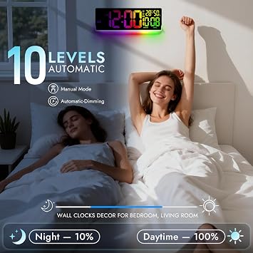 16.5 Large Digital Wall Clock for Classroom, Sync Screen RGB Backlight