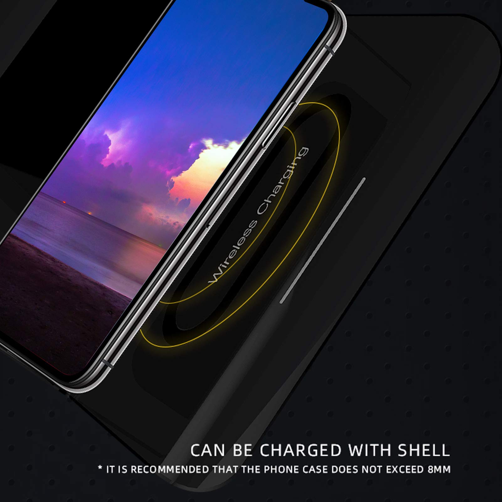 ASHATA Stazione di Ricarica Wireless con Sveglia,Sveglia Digitale da Comodino con Display a LED,Pad Caricatore con Abbinamento Automatico Wireless Veloce per Smartphone,Nero