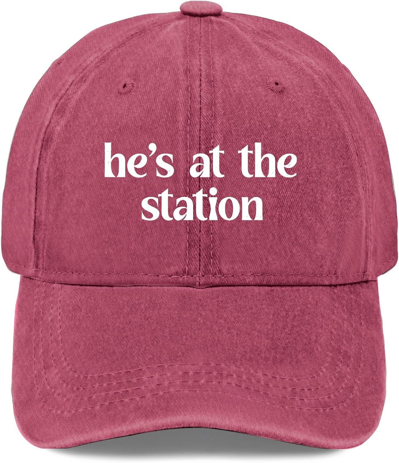 He's At The Station Hats for Mens Low Profile Washed Distressed Baseball Caps