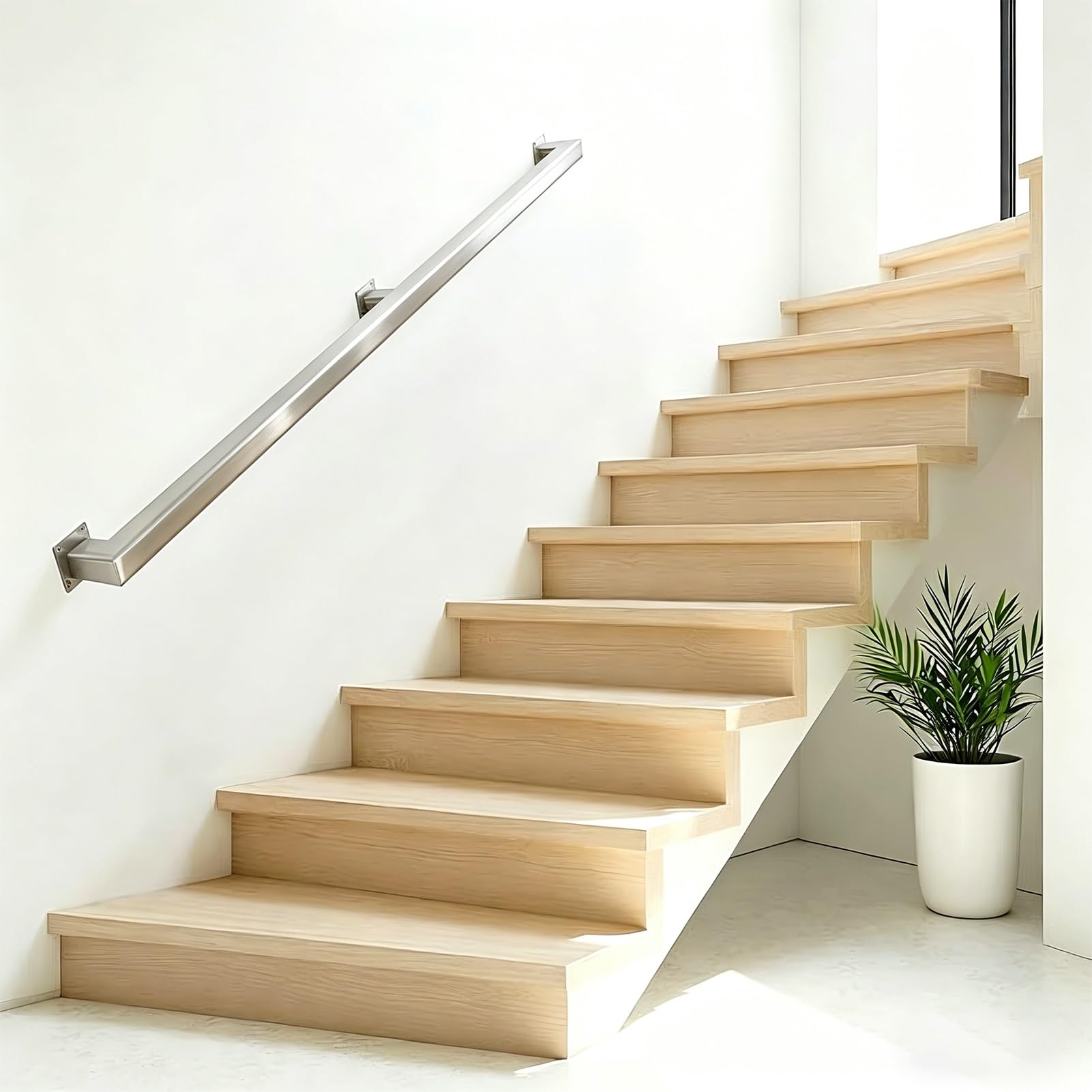 Fkxsxaz Women's Stair Railing Indoor, Wall Mounted Banister Handrail For Stairs, 500Lbs Load Capacity Industrial Pipe Hand Rails Indoor Stairs/Outdoor Use, Non-Slip(16Ft/4.8M)